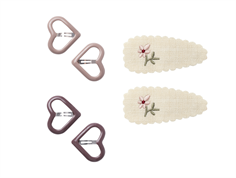 Lil Atelier birch/rose brown/shadow gray hair clips (6-pack)